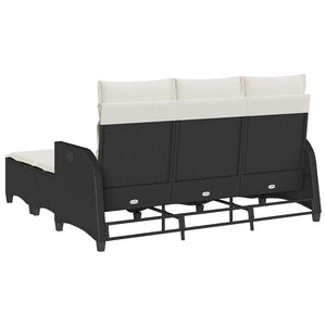 3-tlg. Garten Sofagarnitur L-Form Poly Rattan Schwarz