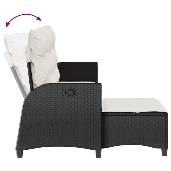 3-tlg. Garten Sofagarnitur L-Form Poly Rattan Schwarz