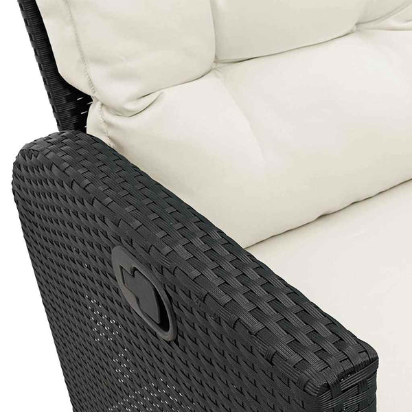 3-tlg. Garten Sofagarnitur L-Form Poly Rattan Schwarz