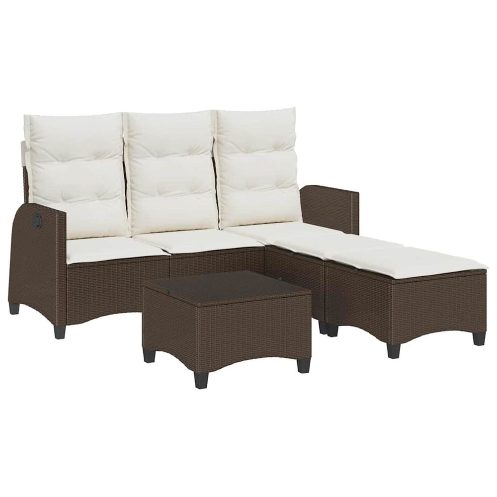 vidaXL Salon de jardin 3 pcs avec coussins en polyrotin marron en L