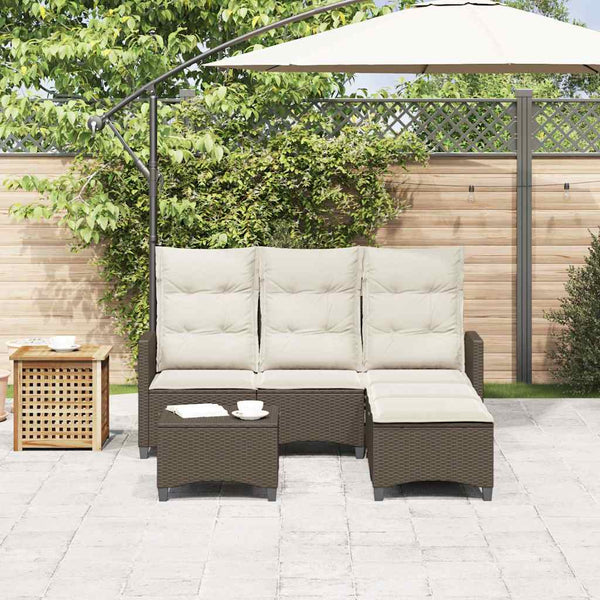 3-tlg. Garten Sofagarnitur Braun Poly Rattan