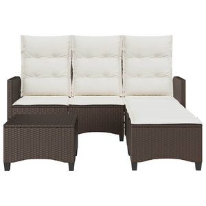 3-tlg. Garten Sofagarnitur Braun Poly Rattan