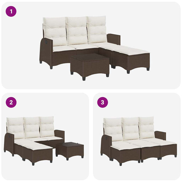 3-tlg. Garten Sofagarnitur Braun Poly Rattan