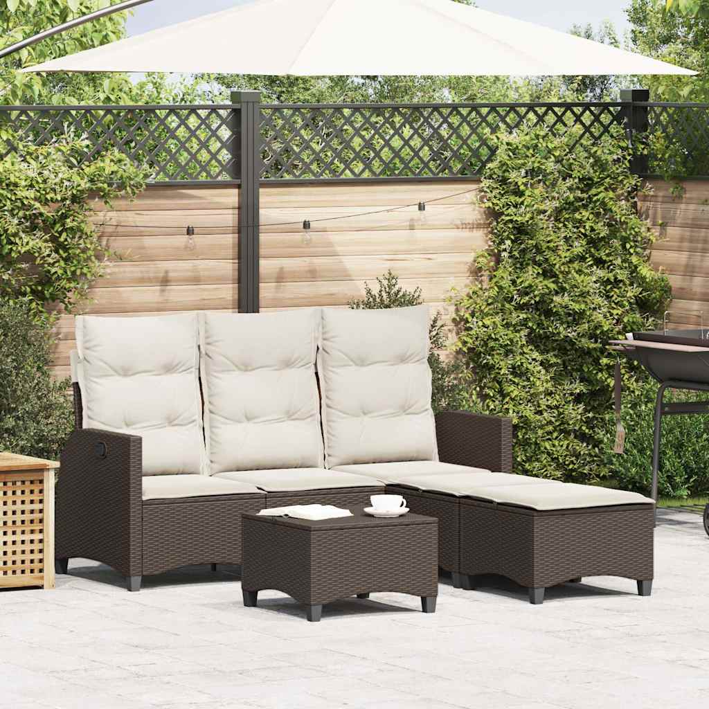 3-tlg. Garten Sofagarnitur Braun Poly Rattan
