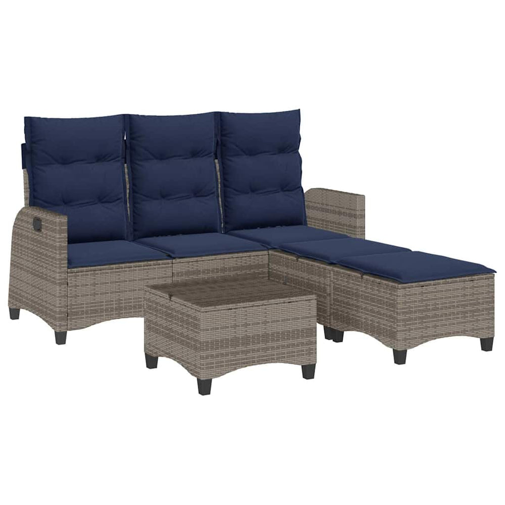 vidaXL Salon de jardin 3 pcs avec coussins en résine tressée gris en L