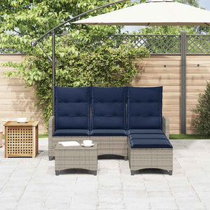 3-tlg. Garten Sofagarnitur Grau Poly Rattan