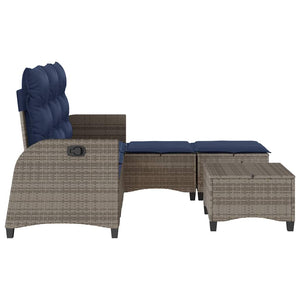 3-tlg. Garten Sofagarnitur Grau Poly Rattan