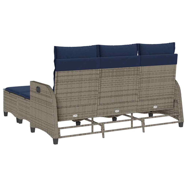 3-tlg. Garten Sofagarnitur Grau Poly Rattan