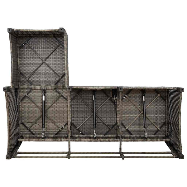 3-tlg. Garten Sofagarnitur Grau Poly Rattan