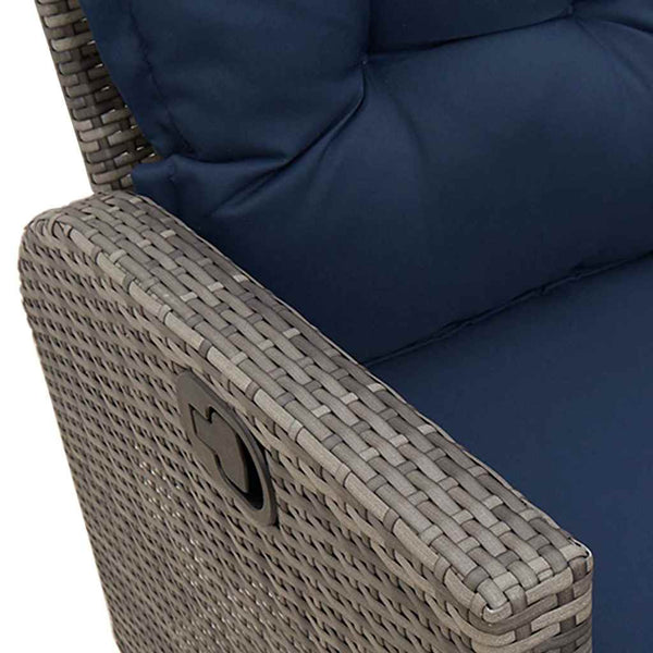 3-tlg. Garten Sofagarnitur Grau Poly Rattan