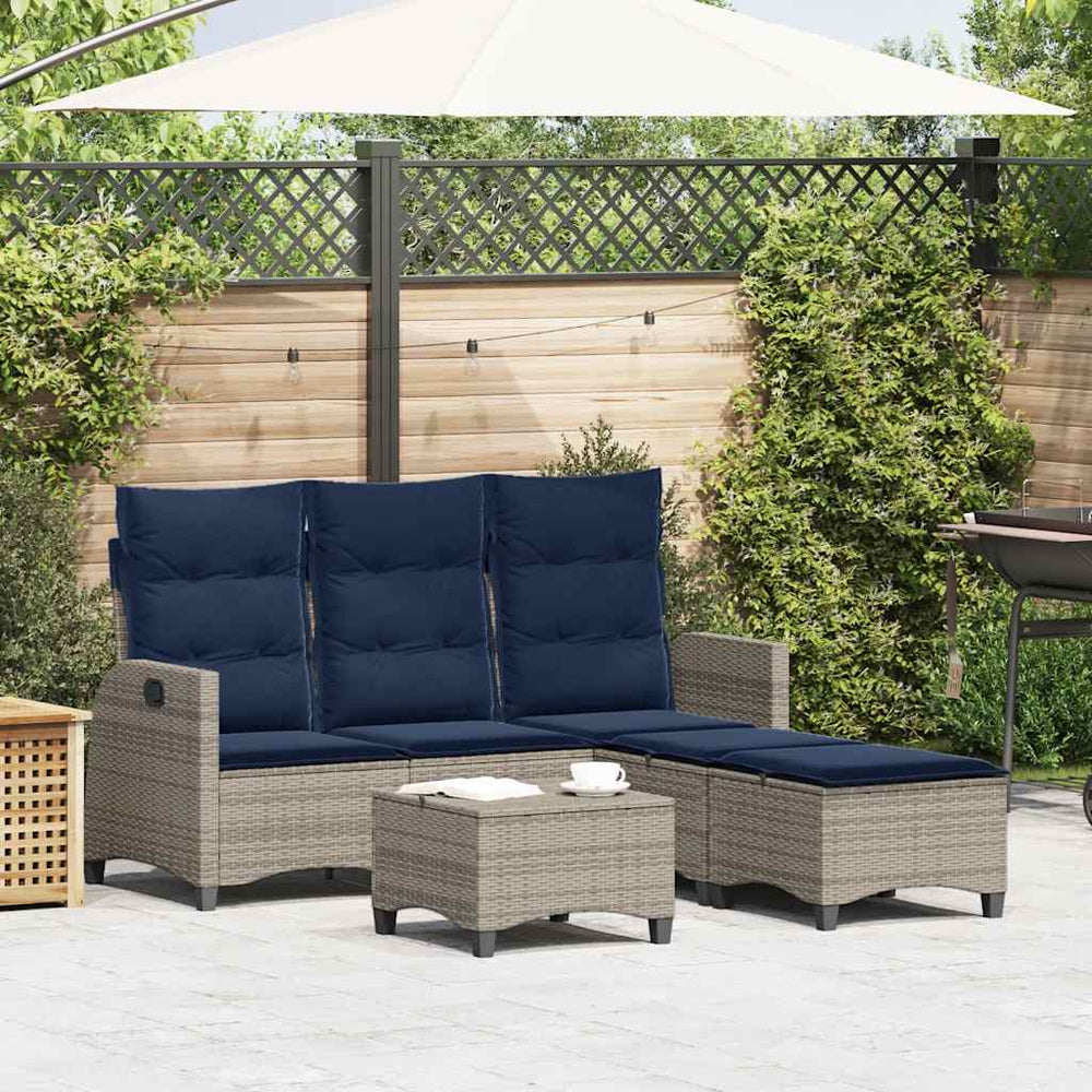 vidaXL Salon de jardin 3 pcs avec coussins en résine tressée gris en L