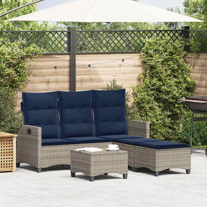 3-tlg. Garten Sofagarnitur Grau Poly Rattan
