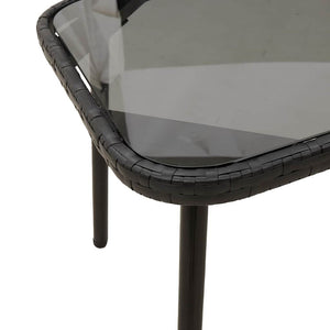 Garten Essgruppe Schwarz Poly-Rattan mit Kissen