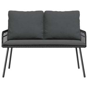 Garten Essgruppe Schwarz Poly-Rattan mit Kissen