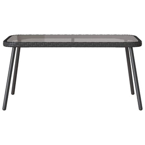 Garten Essgruppe Schwarz Poly-Rattan mit Kissen