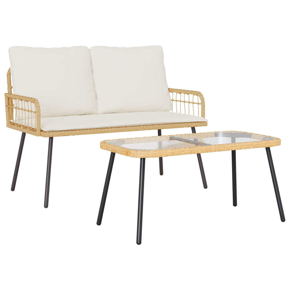 Garten Essgruppe Poly-Rattan 2-teilig Natur
