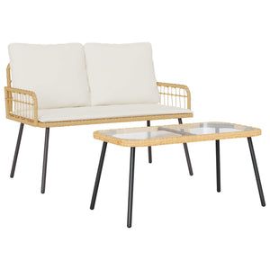 Garten Essgruppe Poly-Rattan 2-teilig Natur