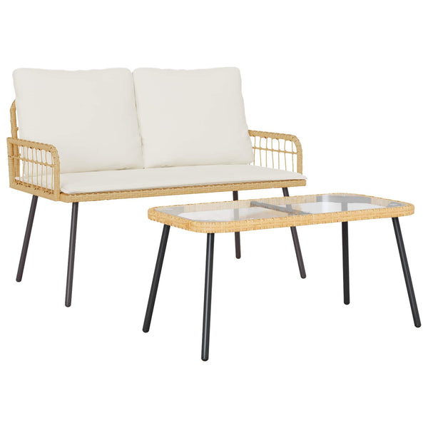 Garten Essgruppe Poly-Rattan 2-teilig Natur