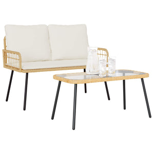 Garten Essgruppe Poly-Rattan 2-teilig Natur