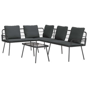 Gartensofa Set Schwarz Poly-Rattan 2-teilig