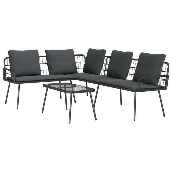 Gartensofa Set Schwarz Poly-Rattan 2-teilig