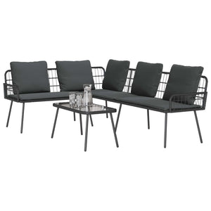 Gartensofa Set Schwarz Poly-Rattan 2-teilig
