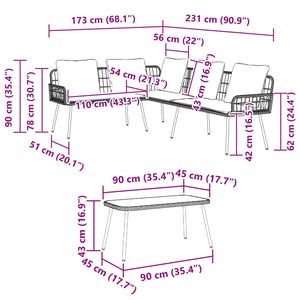 Gartensofa Set Schwarz Poly-Rattan 2-teilig
