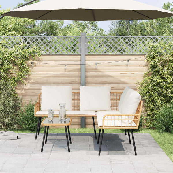 Gartensofa Set 2-teilig Poly-Rattan Natur