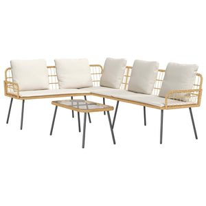 Gartensofa Set 2-teilig Poly-Rattan Natur
