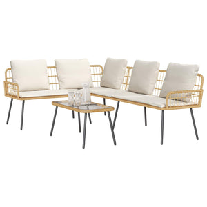 Gartensofa Set 2-teilig Poly-Rattan Natur