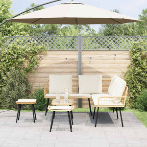 Gartensofa Set Poly-Rattan Natur 4-teilig