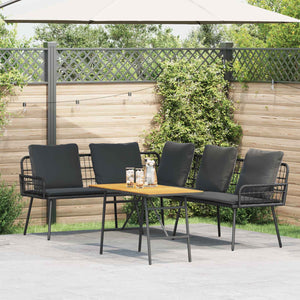 Gartensofa Set 2-teilig Schwarz Poly Rattan
