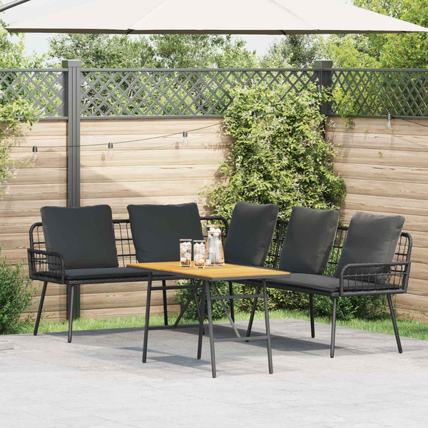 Gartensofa Set 2-teilig Schwarz Poly Rattan