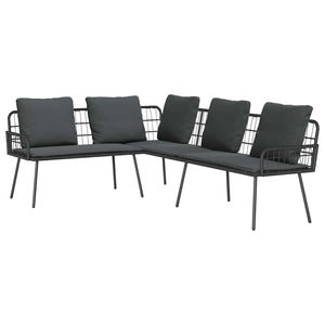 Gartensofa Set 2-teilig Schwarz Poly Rattan