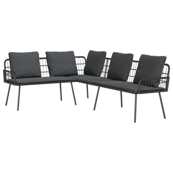 Gartensofa Set 2-teilig Schwarz Poly Rattan