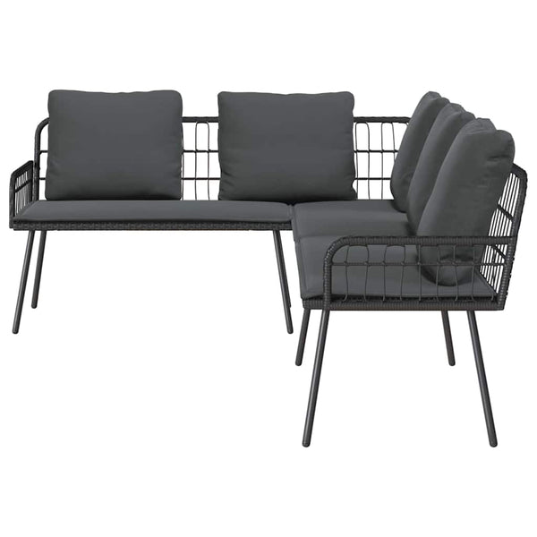 Gartensofa Set 2-teilig Schwarz Poly Rattan
