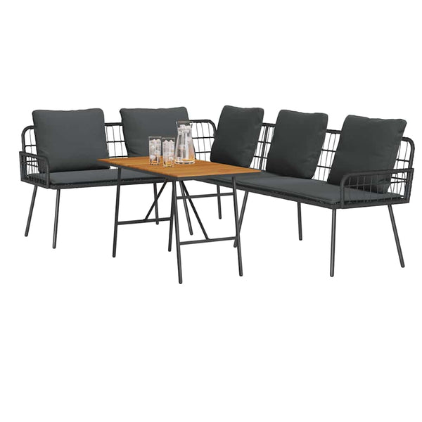 Gartensofa Set 2-teilig Schwarz Poly Rattan