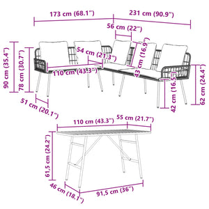 Gartensofa Set 2-teilig Schwarz Poly Rattan