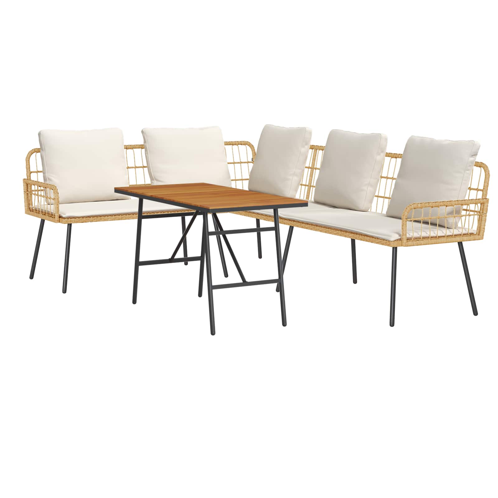 Gartensofa Set Beige Poly-Rattan 2-teilig
