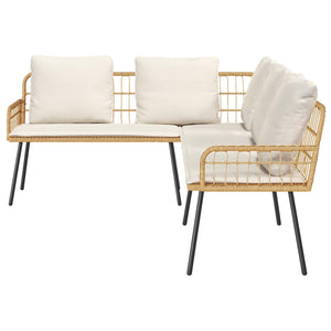 Gartensofa Set Beige Poly-Rattan 2-teilig