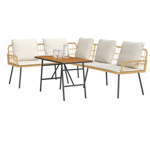 Gartensofa Set Beige Poly-Rattan 2-teilig