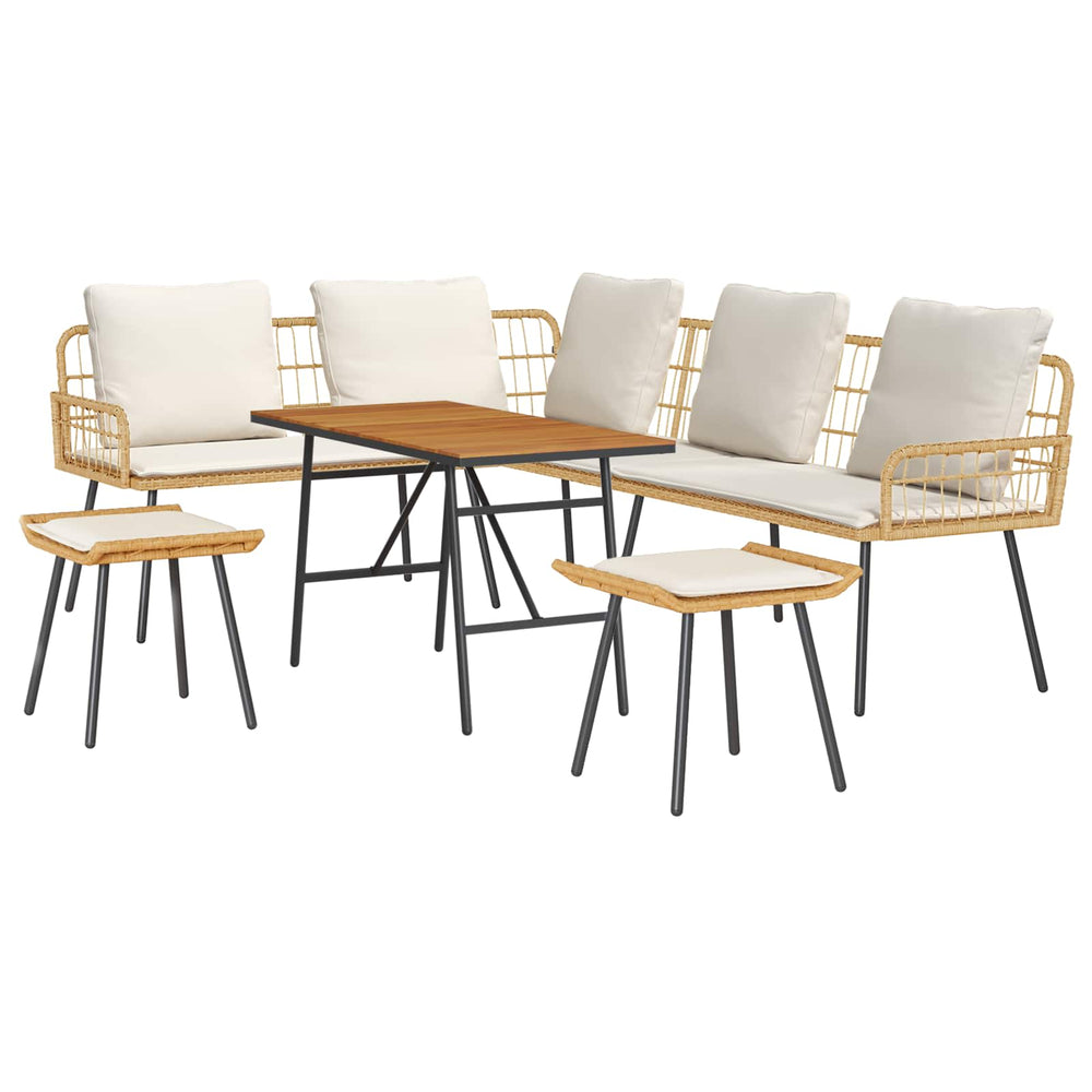 Gartensofa Set Beige Poly-Rattan 4-teilig