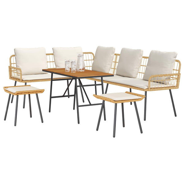 Gartensofa Set Beige Poly-Rattan 4-teilig