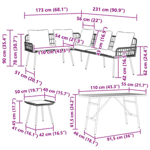 Gartensofa Set Beige Poly-Rattan 4-teilig