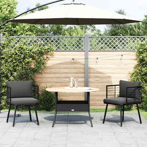 Gartenstühle 2er Set mit Kissen, Poly Rattan Schwarz