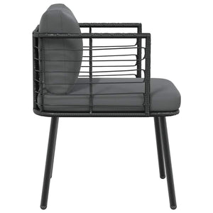 Gartenstühle 2er Set mit Kissen, Poly Rattan Schwarz