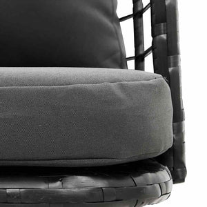 Gartenstühle 2er Set mit Kissen, Poly Rattan Schwarz