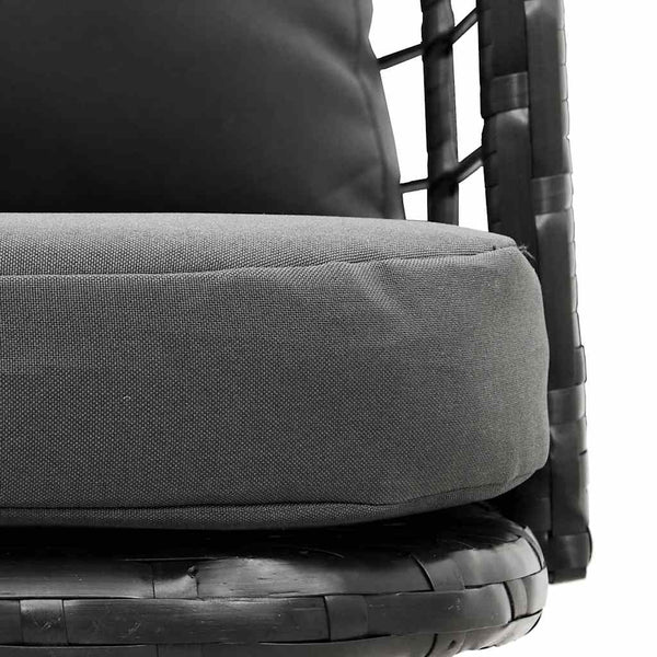 Gartenstühle 2er Set mit Kissen, Poly Rattan Schwarz
