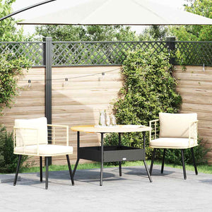 Gartenstühle 2er Set Poly Rattan Natur mit Kissen