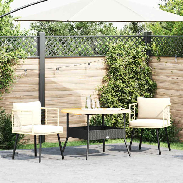 Gartenstühle 2er Set Poly Rattan Natur mit Kissen
